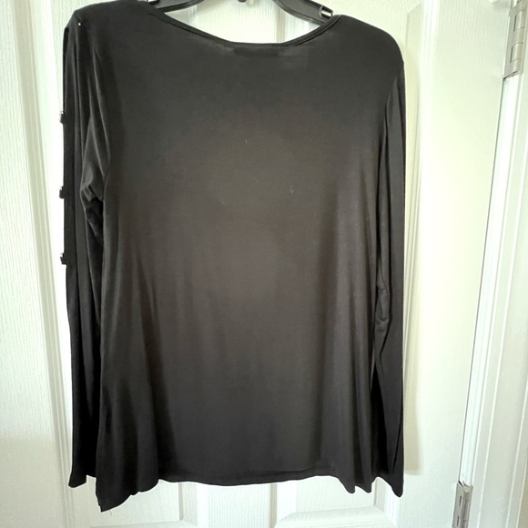 Cable & Gauge Black Jeweled Long Sleeve Open Slitted Top Size Small - Picture 8 of 8